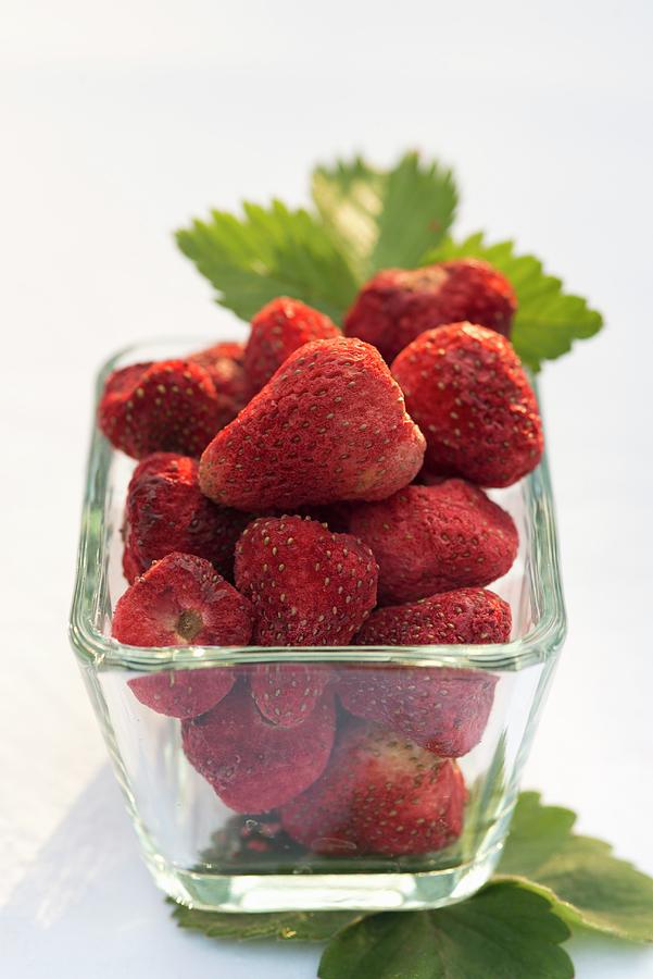 Freeze-dried Strawberries In A Glass Dish Photograph by Ewa Rejmer