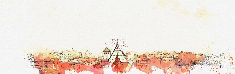 Freiberg roofs -  watercolor by Ahmet Asar Painting by Celestial Images