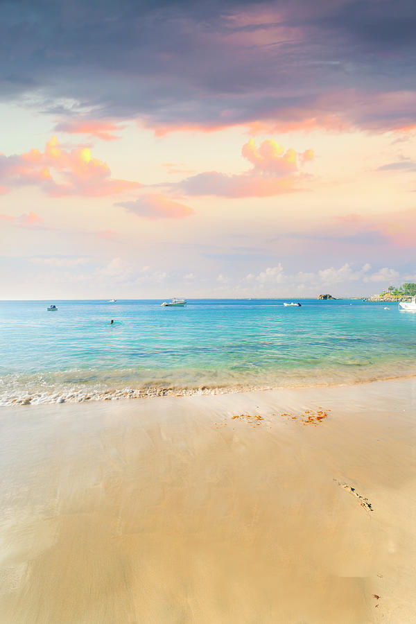 Beach Digital Art - French Antilles, French Saint Martin, Caribbean, Antilles, Lesser Antilles, Leeward Islands, Caribbean Sea, West Indies, The Beach At Grand Case by Franco Cogoli
