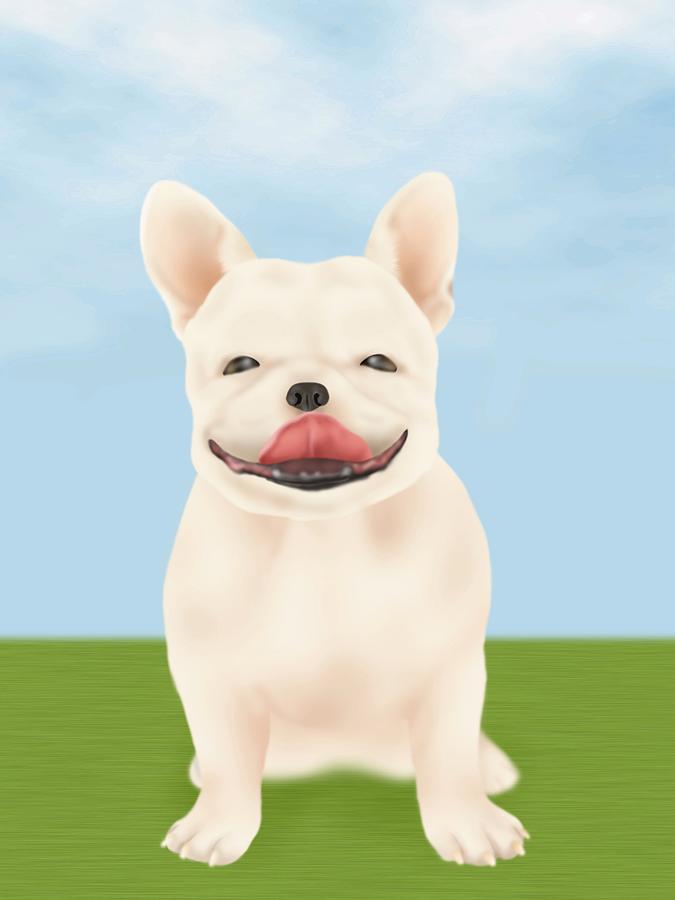 French Bulldog Sitting On Green Field Digital Art by Daj French Bulldog Sitting On Green Field Digital Art by Daj