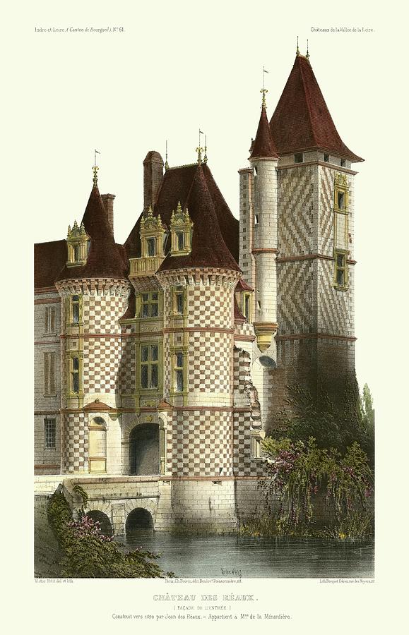 Architecture Painting - French Chateaux In Brick II by Victor Petit