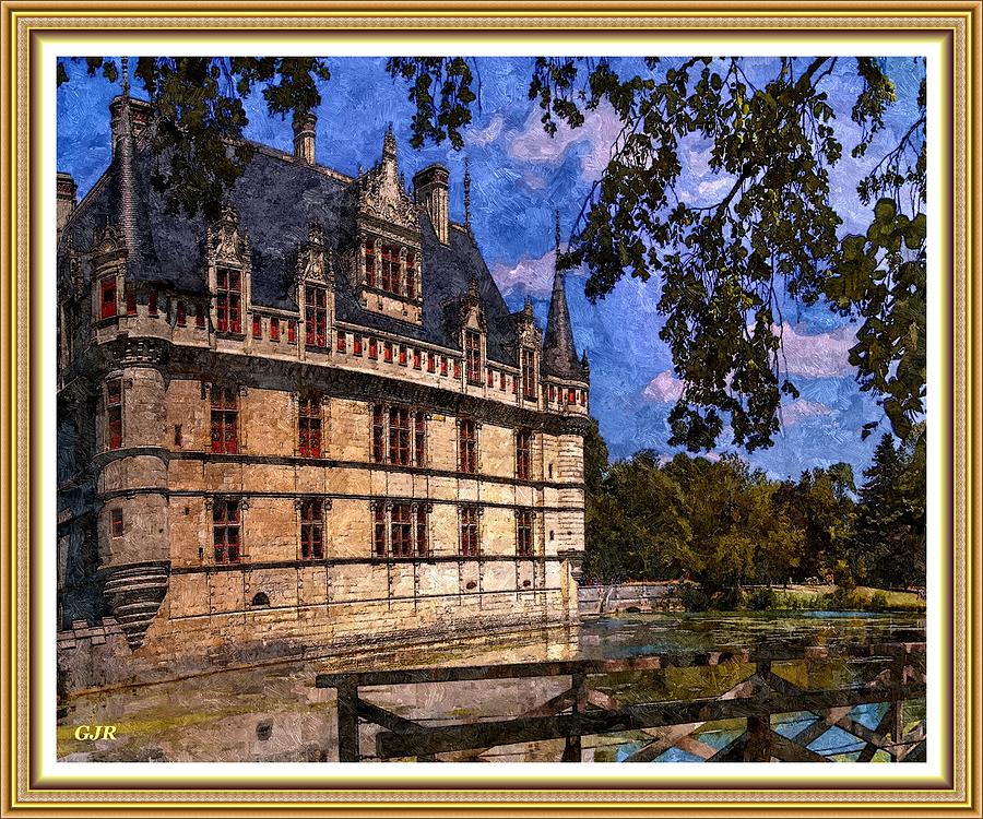 French Chateaux In Oils L A S With Printed Frame. Digital Art