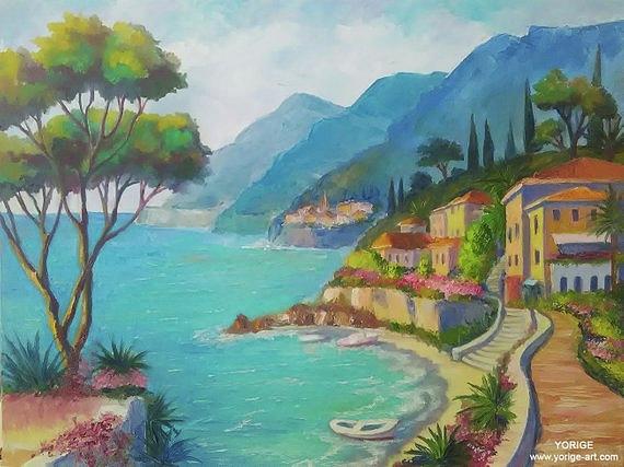 French Coast Riviera Painting by Yorige Geo - Pixels