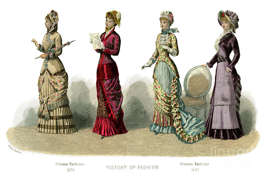 French Costume Present Fashions, 1882 Drawing by Print Collector