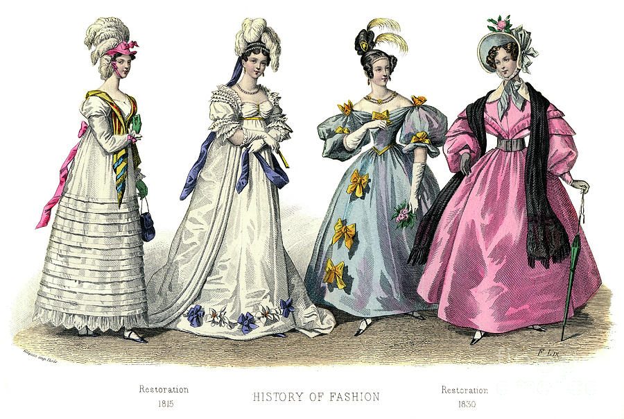 French Costume Restoration, 1882 Drawing by Print Collector