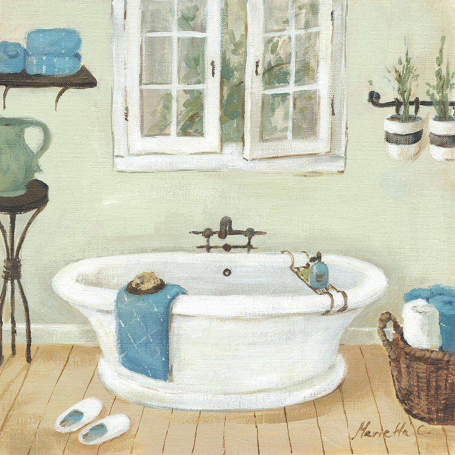 Vintage Painting - French Country Bathroom II by Marietta Cohen Art And Design
