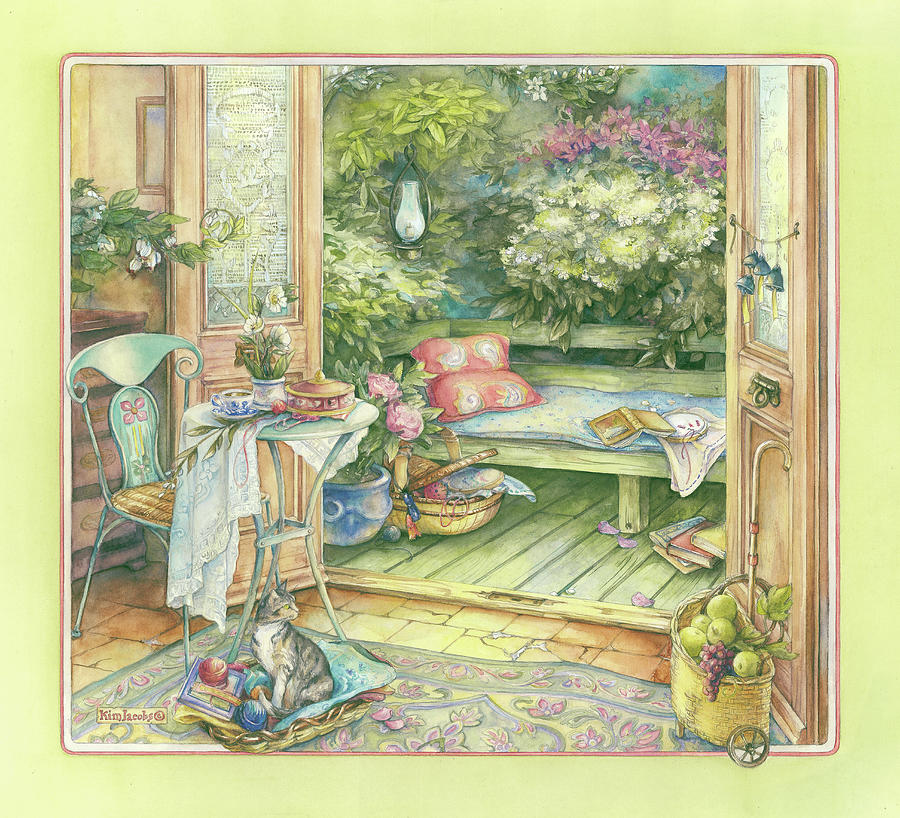 Flower Painting - French Doors by Kim Jacobs
