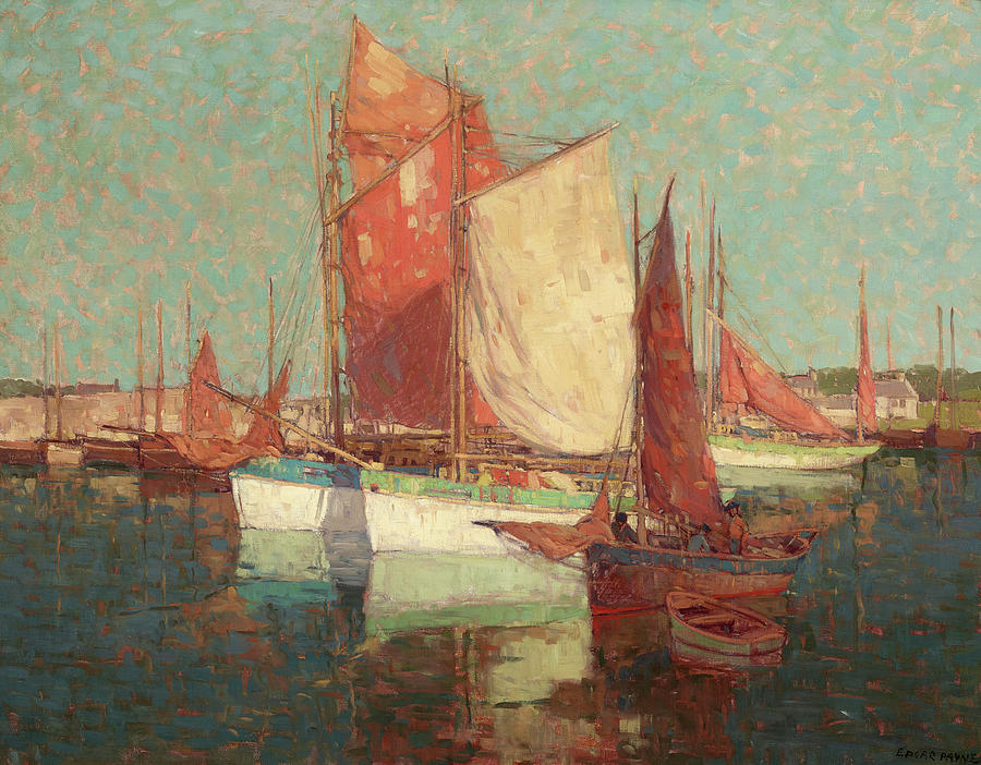 French Fishing Boats Off the Coast Painting by Edgar Payne - Fine Art ...