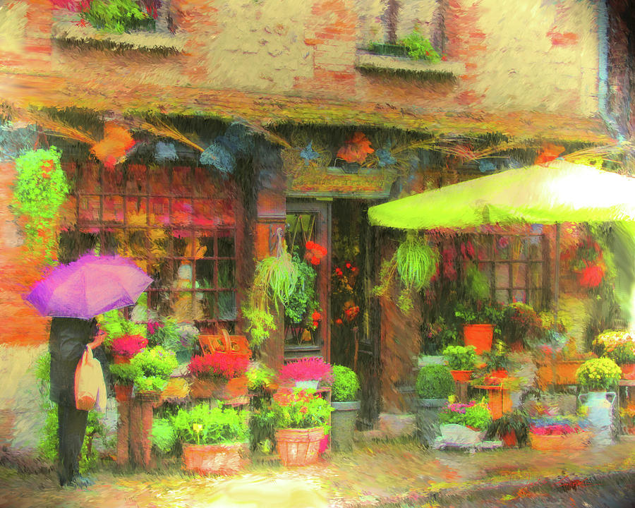French Flower Shop Painting by Joel Smith