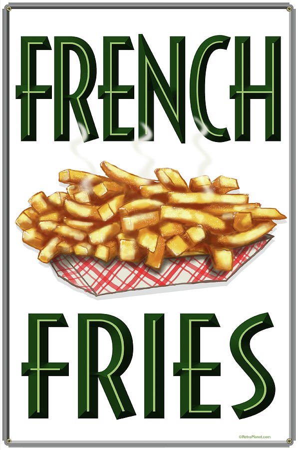 Vintage Digital Art - French Fries Vertical by Retroplanet