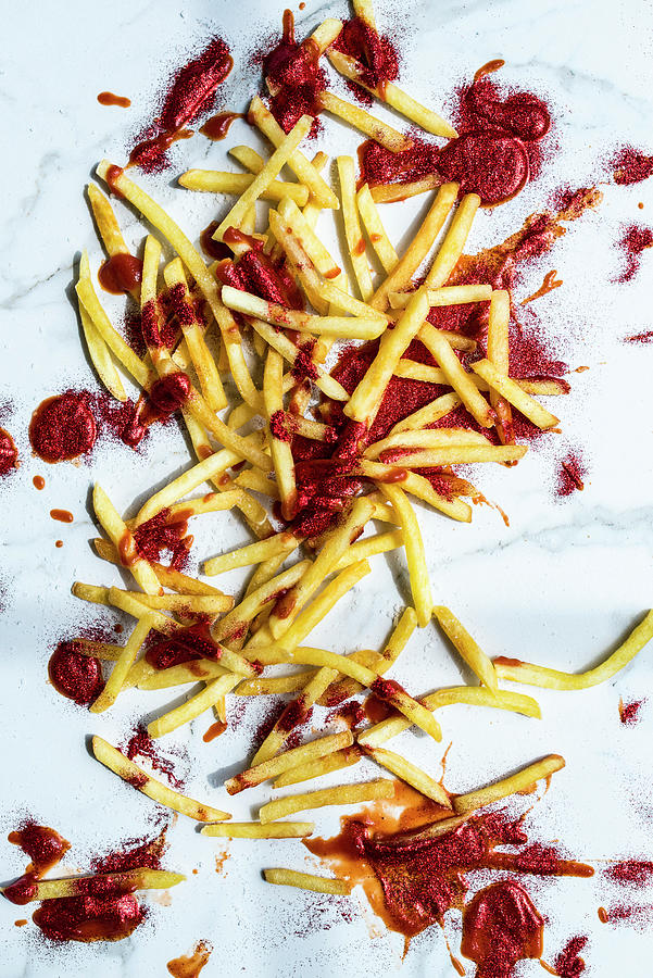 French Fries With Glitter Ketchup Photograph by Hein Van Tonder