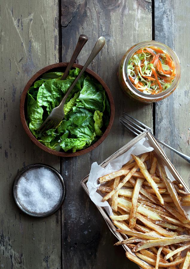 French Fries With Lettuce And Salt Photograph by Veslemy Vrskar