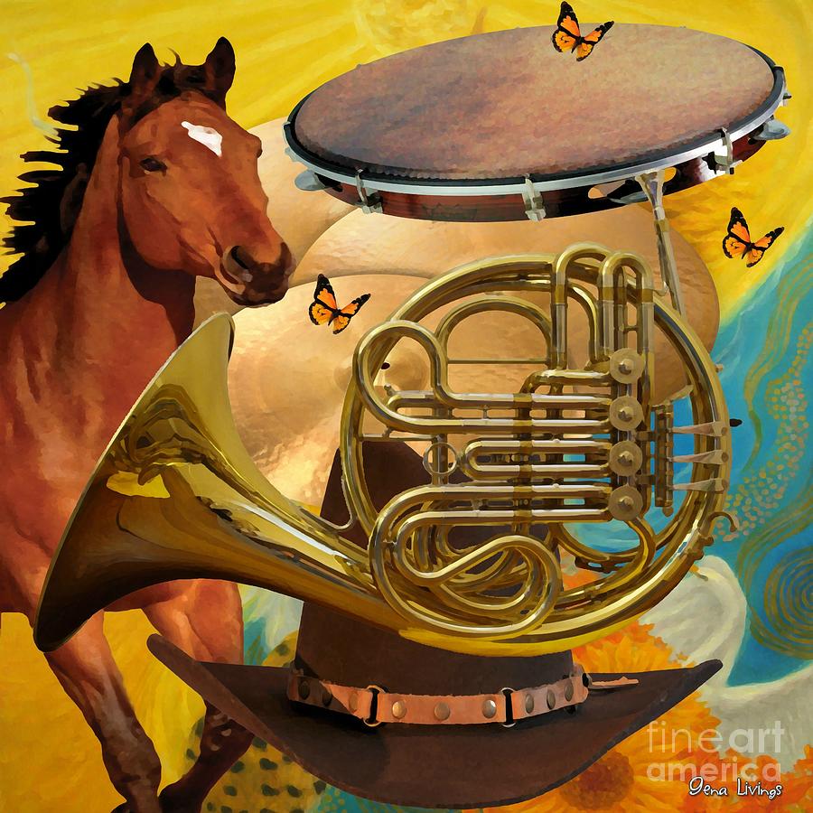 French Horn Stallion Digital Art by Gena Livings