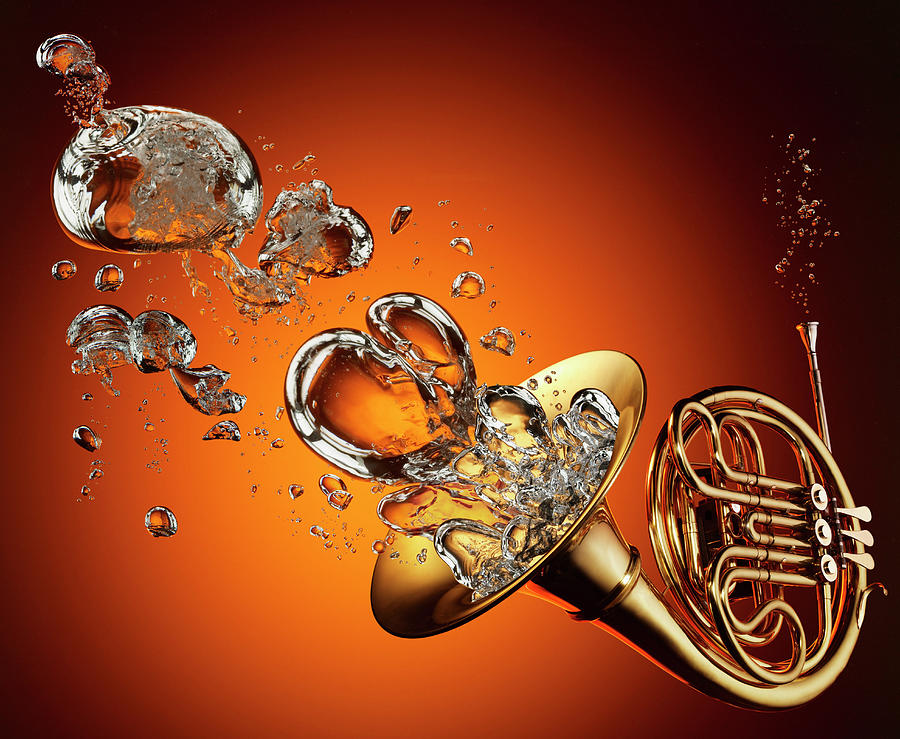 French Horn With Water Bubbles Photograph by Jack Andersen