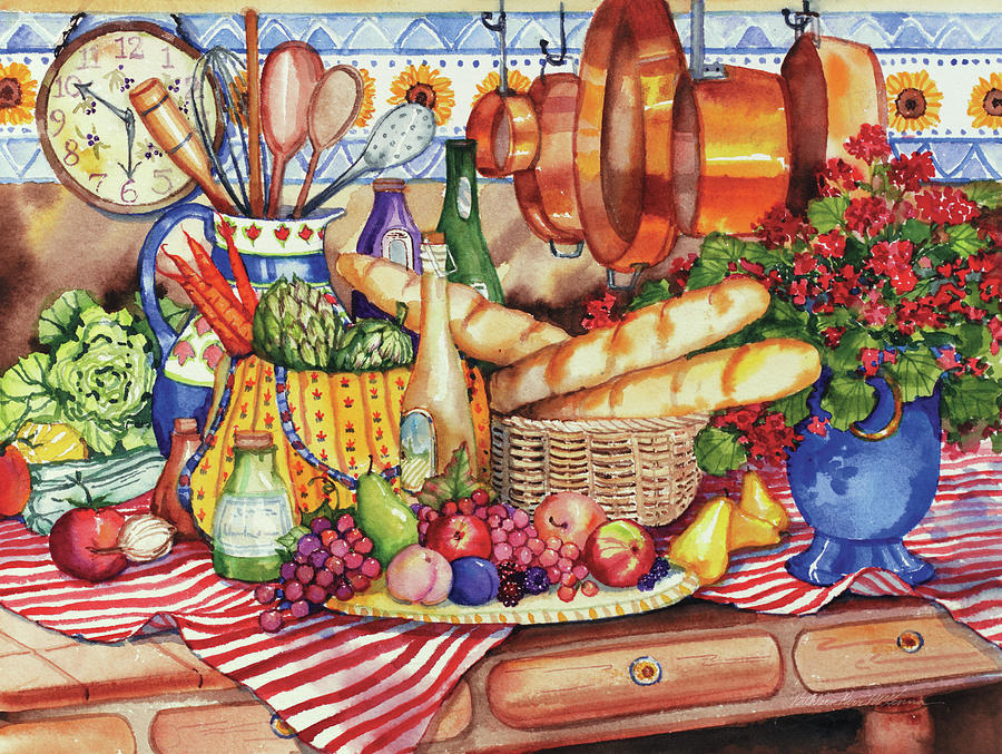Bread Painting - French Kitchen by Kathleen Parr Mckenna