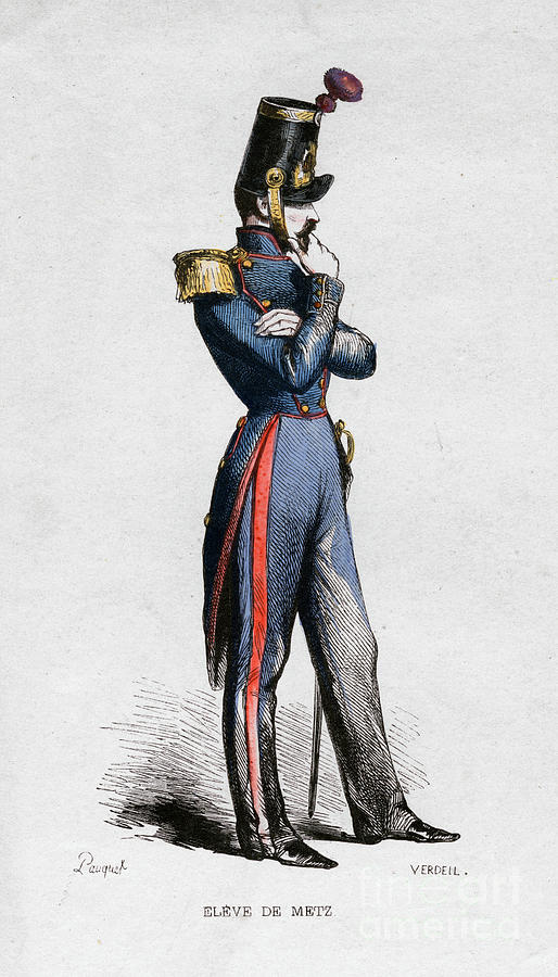 French Military Student, 19th Drawing by Print Collector