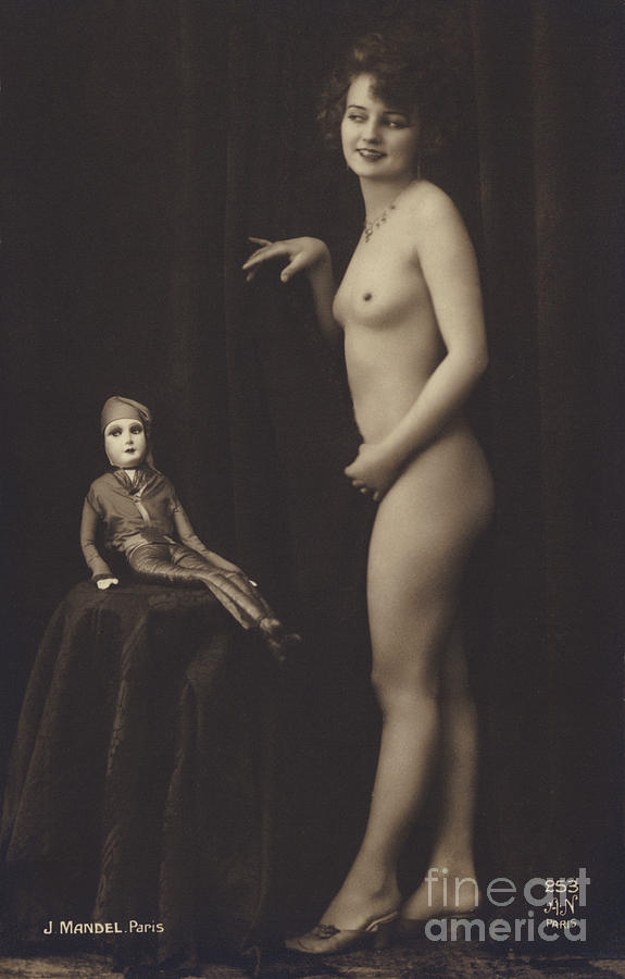 French Nude And A Doll B/w Photo Photograph by Julian Or Julien Mandel