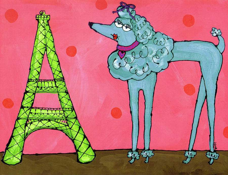 French Poodle Painting by Cherry Pie Studios