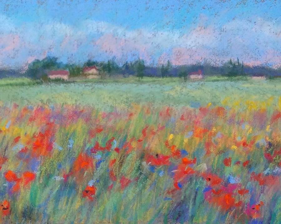 Pastel Painting - French Poppies by Marion Corbin Mayer Pastel Painting - French Poppies by Marion Corbin Mayer
