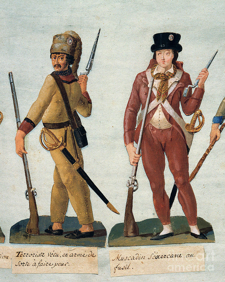 French Revolution, 1789: Terrorist And Muscadin. Gouache Des Freres ...