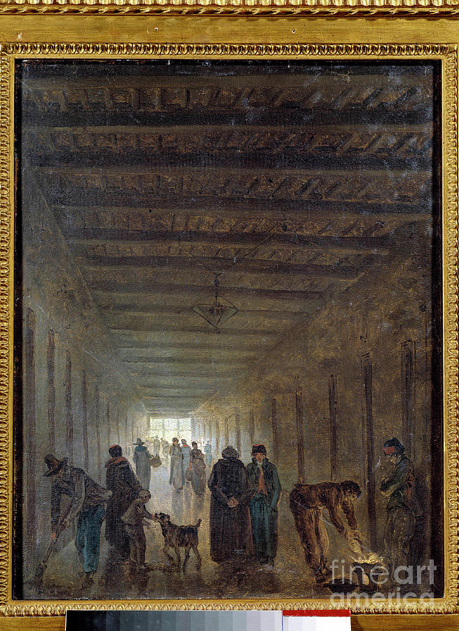 Hubert Robert Painting - French Revolution: “” Les Corridors De La Prison Saint Lazare En 1793”” Painting By Hubert Robert by Hubert Robert