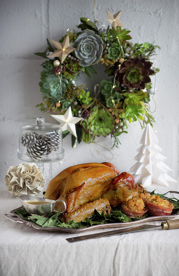 French-roast Turkey With Sage, Pear And Bulgur Wheat Stuffing Photograph by Great Stock!