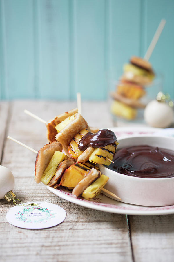 French Toast Kebabs With Chocolate Fondue Photograph by Great Stock!