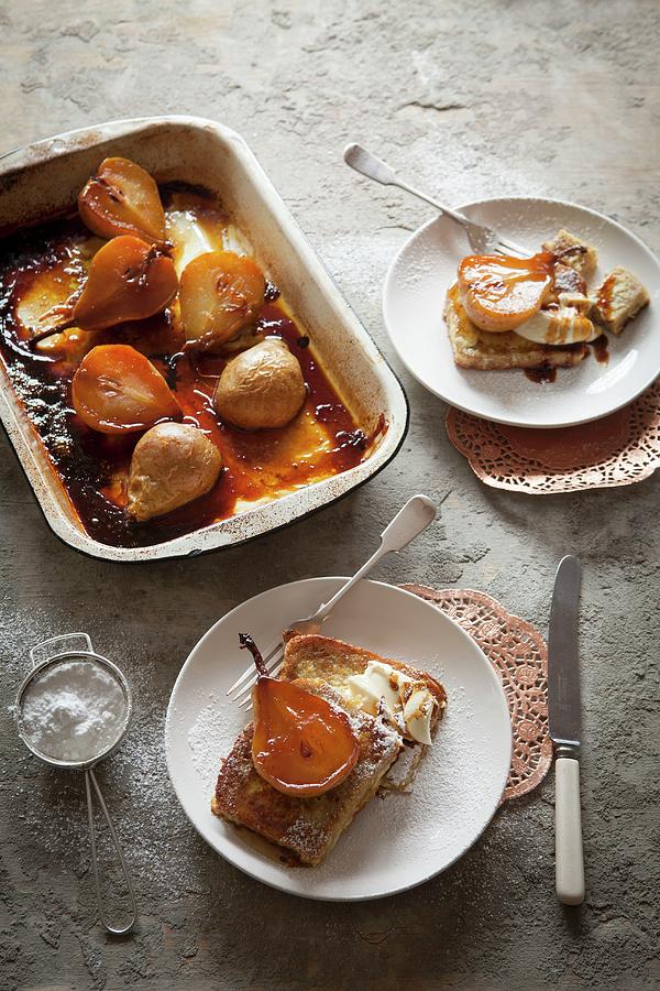French Toast With Baked Pears Photograph by Great Stock!