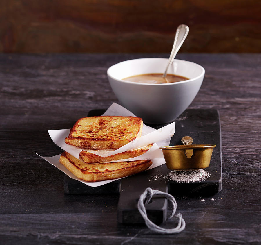 French Toast With Cinnamon Sugar With A Caf Au Lait Photograph by Teubner Foodfoto