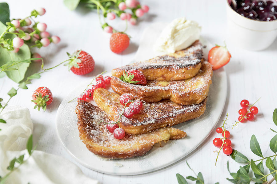 French Toast With Jam And Strawberries Photograph by Joan Ransley