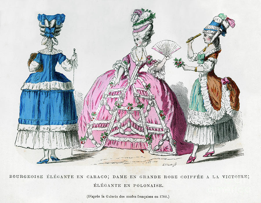 French Womens Fashions, 1780 1882-1884 Drawing by Print Collector