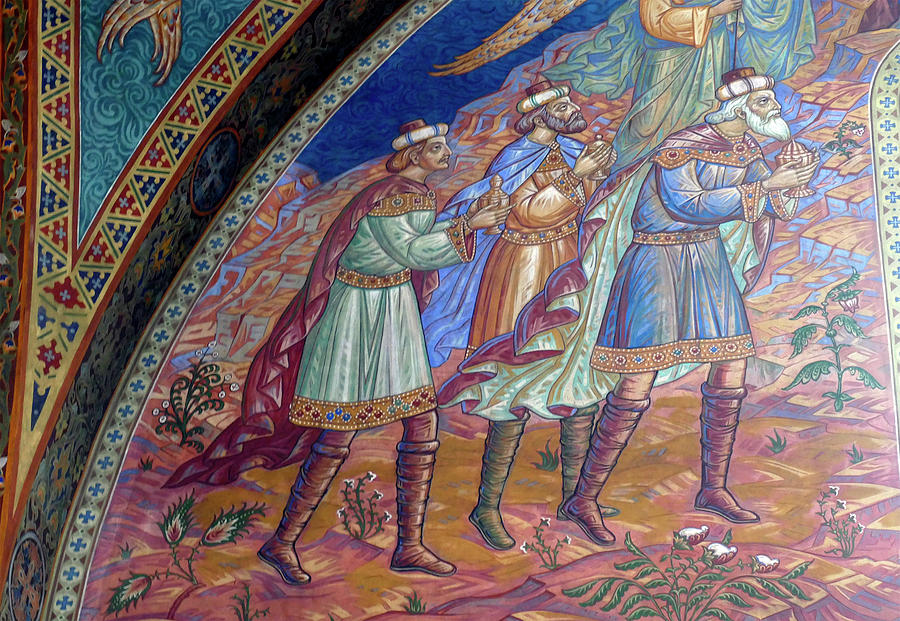 Frescoes on the interior walls of St. Kyriaki church Photograph by Steve Estvanik