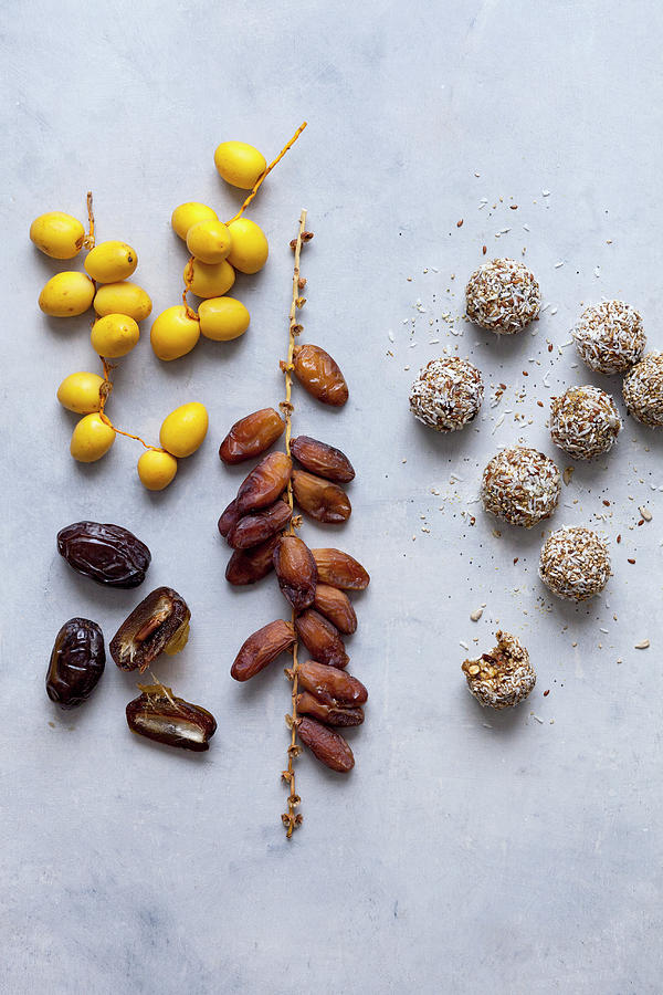 Fresh And Dried Dates And Energy Balls Photograph by Akiko Ida