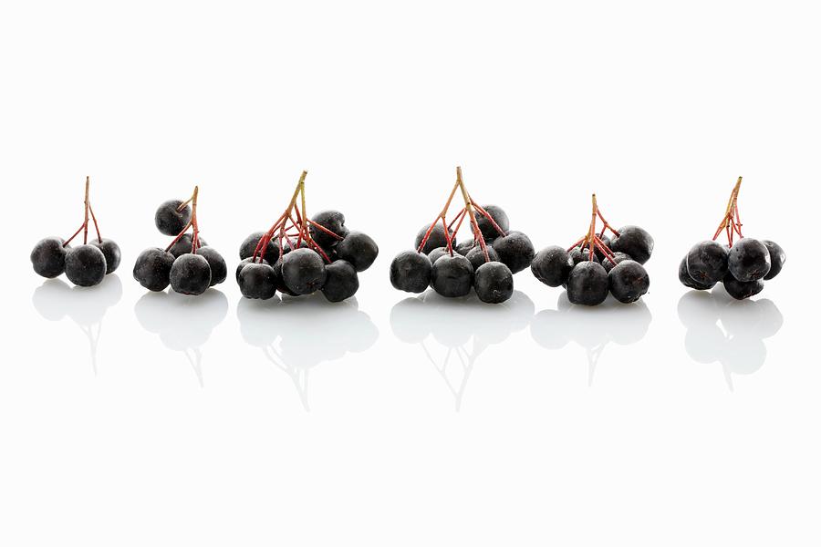 Fresh Aronia Berries On A White Surface Photograph by Petr Gross