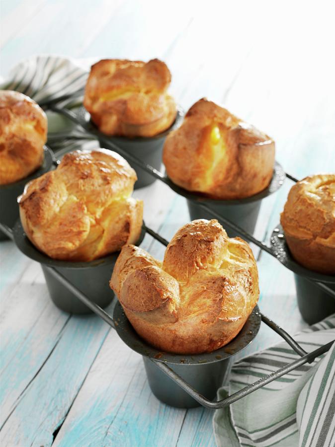 Bread Photograph - Fresh Baked Popovers In Baking Pans by Albert P Macdonald