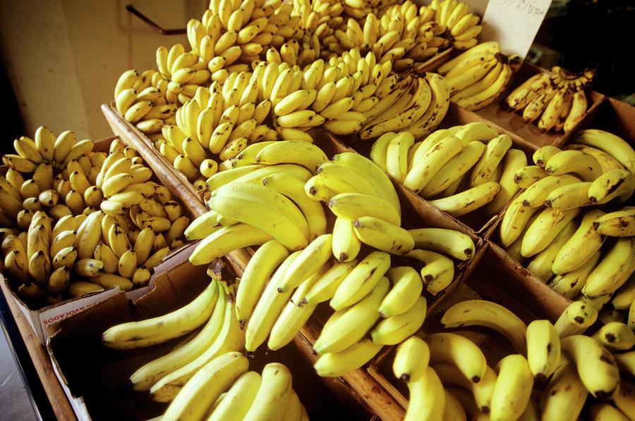 Fresh Bananas In Boxes At A Market Photograph by Paul Poplis