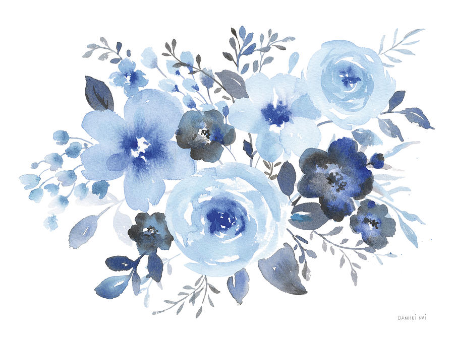 Fresh Blue Bower II Painting by Danhui Nai Fresh Blue Bower II Painting by Danhui Nai
