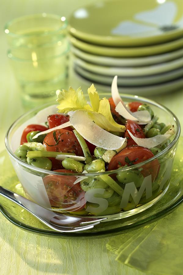 Fresh Broad Bean And Cherry Tomato Salad Photograph by Rivire