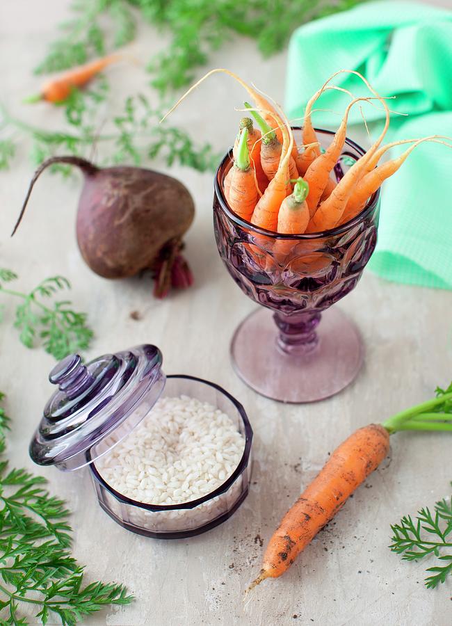 Fresh Carrots, Beet And Arborio Rice Photograph by Strokin, Yelena