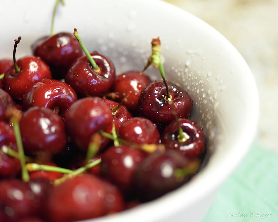 Fresh Cherries White Bowl Food Photography Photograph by Melissa Bittinger