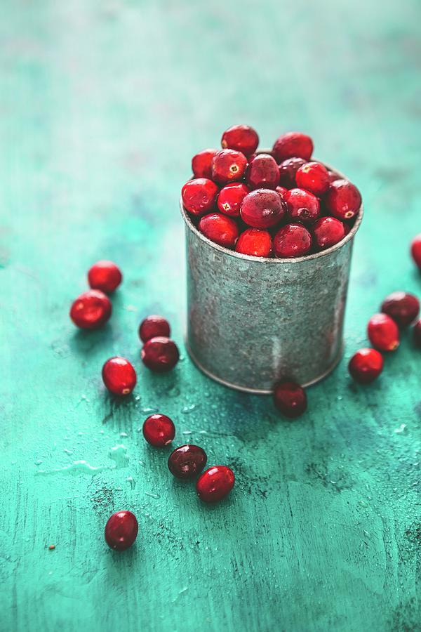 Fresh Cranberries In A Vintage Metal Pot Photograph by Aniko Takacs