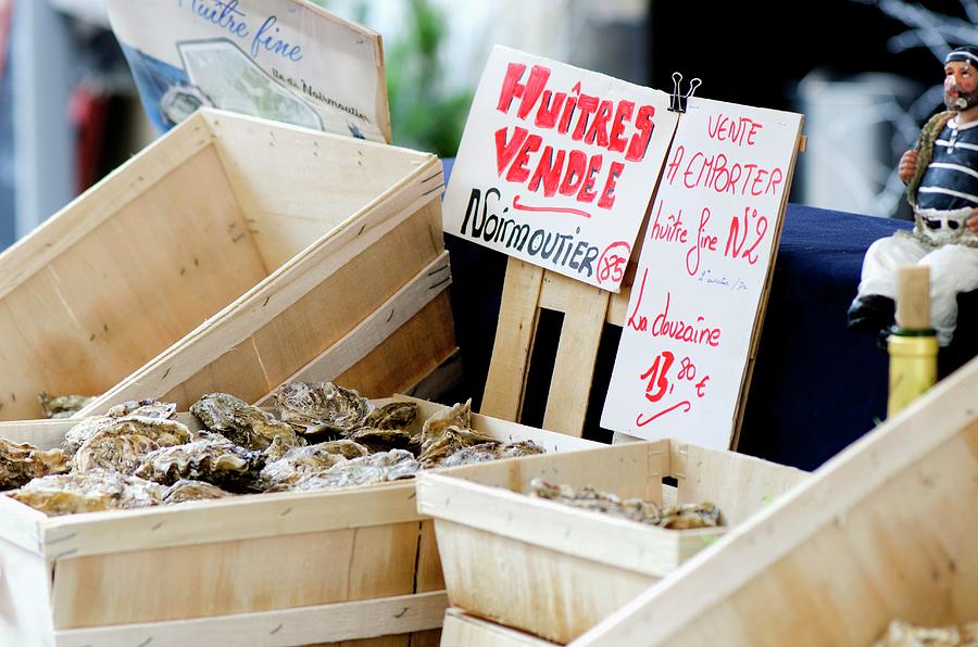 Fresh French Oysters At A Market Photograph by Jamie Watson