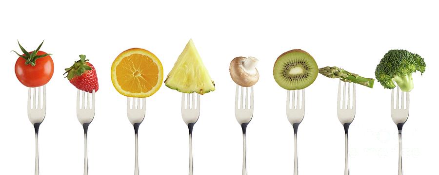Fresh Fruit And Vegetables On Forks Photograph by Science Photo Library Fresh Fruit And Vegetables On Forks Photograph by Science Photo Library