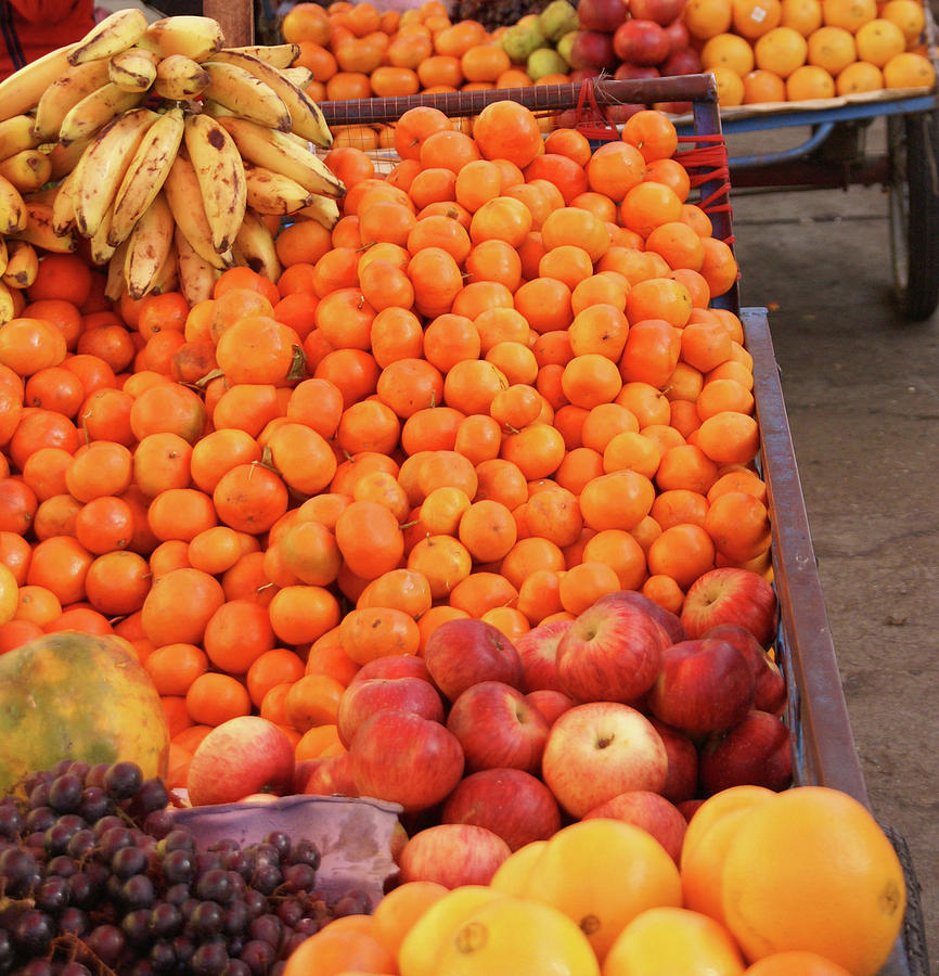 Fresh fruit in wagon Photograph by Steve Estvanik