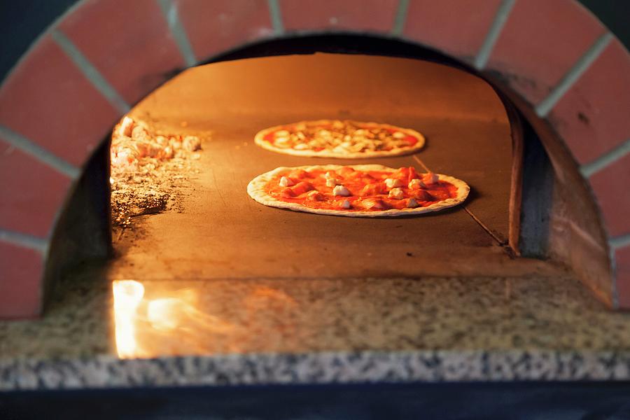 Fresh Mozzarella Pizza In A Wood Burning Oven Photograph by Imagerie