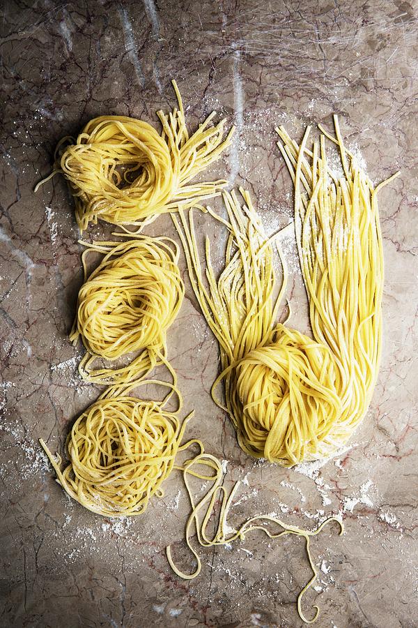 Fresh Pasta On A Marble Surface seen From Above Photograph by Magdalena Hendey