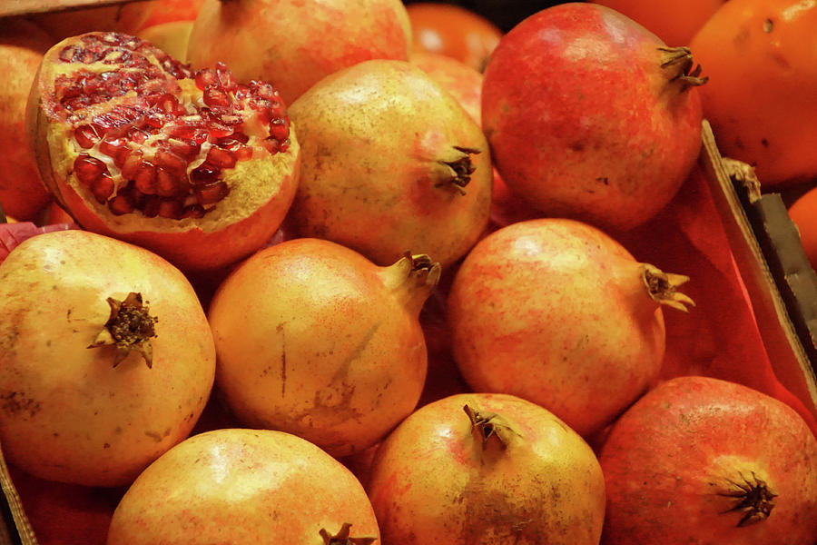 Fresh pomegranates in Mercado de Atarazanas Photograph by Steve Estvanik