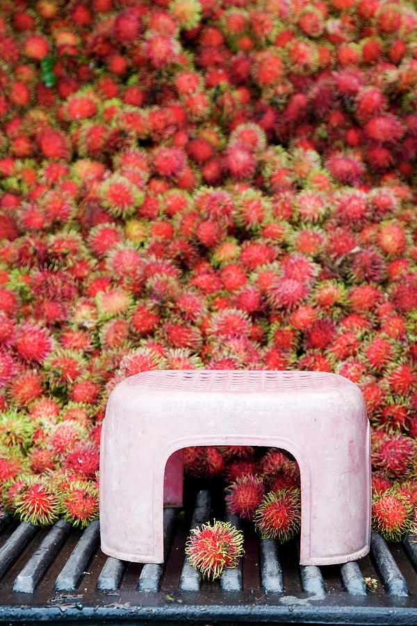 Fresh Rambutans At A Market thailand, Asia Photograph by Michael Wissing