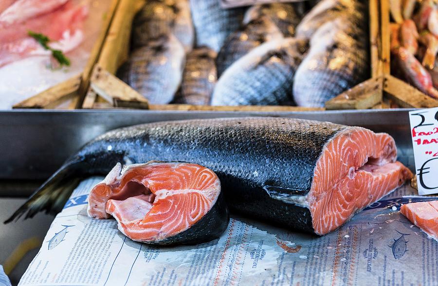 Fresh Salmon At A Fish Market Photograph by Adel Bekefi