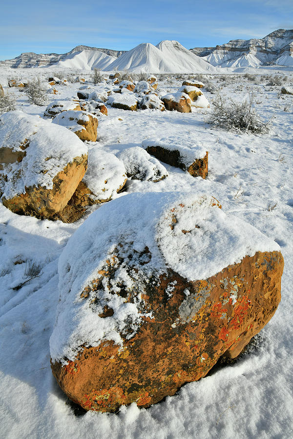 Fresh Snow on Book Cliffs Boulders Photograph by Ray Mathis